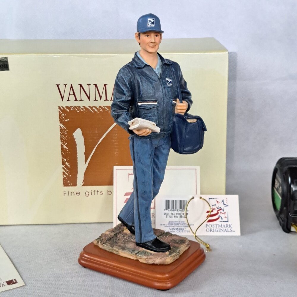Vanmark  Figurine  Neighborhood Friend  postman figurine 10"  in box w/ hang tag